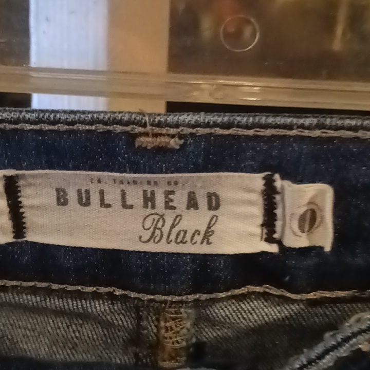 Bullhead Black Cotton/Poly/Spandex Blend Blue Denim Jeans W Gold Stitching Sz 0